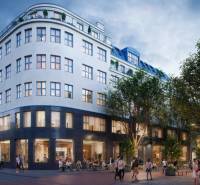 Gewerbeflächen in der Poštová-Straße in Bratislava - Altstadt mit Menschen auf dem Gehweg.