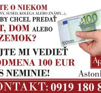 Anzeige, die eine Belohnung von 100 Euro für einen Tipp zum Verkauf einer Wohnung, eines Hauses oder eines Grundstücks anbietet.