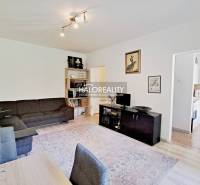Wohnzimmer in einer 3-Zimmer-Wohnung mit Sofa, Teppich und Einbauschrank.