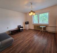 Wohnzimmer in einem Einfamilienhaus mit Holzboden, Sofa und Fenster.