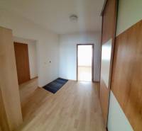 Flur in einer 3-Zimmer-Wohnung mit Holzboden und Einbauschrank.