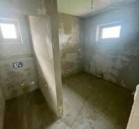 Ein Badezimmer mit zwei Fenstern im Einfamilienhaus, bereit für Anpassungen.