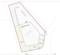 Bauplan mit Parkplätzen und Grünflächen für eine 3-Zimmer-Wohnung in der Stadt Vodice.