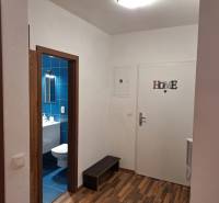 Der Flur in einer 2-Zimmer-Wohnung mit Blick ins Badezimmer.