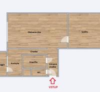 Grundriss einer 2-Zimmer-Wohnung zeigt Zimmer, Küche, Badezimmer, WC und Loggia.