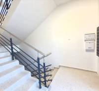 Predsieň v garsónke s poštovými schránkami a schodiskom.

Flur in einer Einzimmerwohnung mit Briefkästen und Treppe.