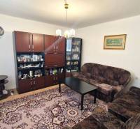 Wohnzimmer in einem Einfamilienhaus mit Sofa, Möbeln und einer Deckenleuchte.