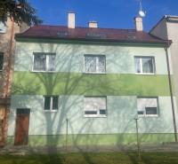 Einfamilienhaus in der Kalinčiakova-Straße in Piešťany, grüne Fassade, Schatten eines Baumes.