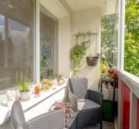 Ein eingerichteter Balkon mit Pflanzen in einer 3-Zimmer-Wohnung, ideal zum Entspannen und Gärtnern.