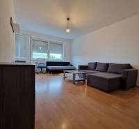 Wohnzimmer mit Sofa und Couchtisch in einer 2-Zimmer-Wohnung.