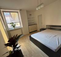 Schlafzimmer mit Doppelbett, Zimmerpflanzen und Steckdose in einer 2-Zimmer-Wohnung.