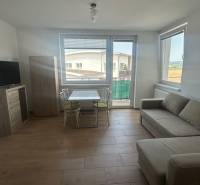 Wohnzimmer in einer 3-Zimmer-Wohnung mit Sofa, Tisch und Fernseher.