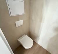 WC mit verstecktem Spülkasten in einer 3-Zimmer-Wohnung, umgeben von hellen Fliesen und Holzboden.