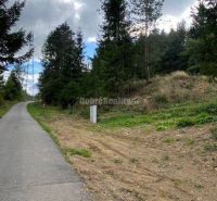 Der befestigte Weg führt an einem Waldgrundstück vorbei, das sich in Kremnické Bane zum Wohnen eignet.