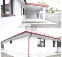 Das Einfamilienhaus in Závod präsentiert eine weiße Fassade mit einem roten Dach und einem Unterstand.