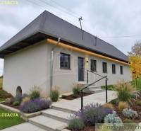 Visualisierung eines Einfamilienhauses in Senohrad mit Gartenlandschaft und moderner Architektur.