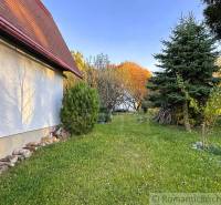 Herbst in Sološnica bei der Hütte, umgeben von Grün und Nadelbäumen.