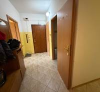 Eingangsflur in einer 3-Zimmer-Wohnung mit Garderobe und Schrank, Boden mit Fliesen.