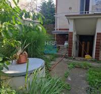 Der Garten des Einfamilienhauses in Vieska in Radošovce mit einem Unterstand und üppiger Vegetation.