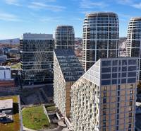 Panorama von Bratislava - der Altstadt, Bottova, mit Hochhäusern und begrünten Dächern.