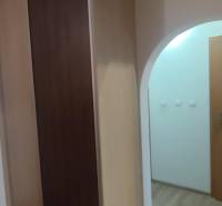 Einbauschrank und Boden mit Holzdekor in einer 3-Zimmer-Wohnung.