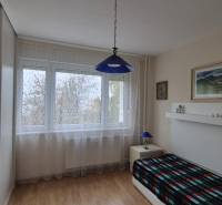 Ein Zimmer in einer 3-Zimmer-Wohnung mit einem Boden in Holzoptik und einer blauen Leuchte.
