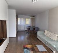 Wohnzimmer in einer 4-Zimmer-Wohnung mit Holzboden und Esstisch.