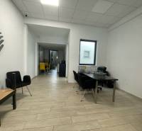 Gewerberäume mit Holzboden, minimalistischen Möbeln und auffälligen Stühlen.