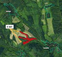 Luftbildkarte mit landwirtschaftlichen und forstwirtschaftlichen Flächen bei der Stadt Rokycany.