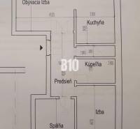 Grundriss einer 3-Zimmer-Wohnung: Wohnzimmer, Küche, Badezimmer, Flur, Zimmer, Schlafzimmer.