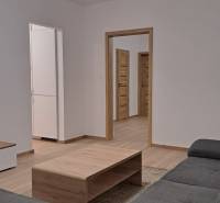 Wohnzimmer in einer Zweizimmerwohnung mit Sofa und Holzboden.