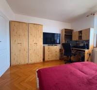Ein Zimmer in einer 5-Zimmer-Wohnung oder größer mit einem Holzboden und einem Schreibtisch.