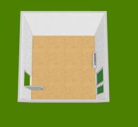 Ein Zimmer mit Holzboden und weißen Wänden im Büro.