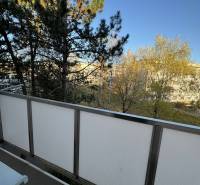 Balkon mit Blick auf Bäume in einer 3-Zimmer-Wohnung in der Vajanského-Straße in Šahy.