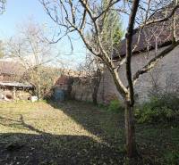 Der Garten des Einfamilienhauses in der Kostolná-Straße in Rajec mit Bäumen und Rasen.