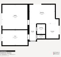 Grundriss einer 3-Zimmer-Wohnung in der Krušovská-Straße in Topoľčany mit einer Fläche von 62,1 m².