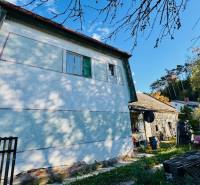 Ein Einfamilienhaus in Brodzany, umgeben von Grün und mit blauer Fassade.