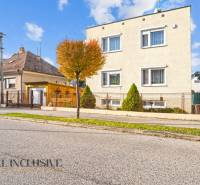Einfamilienhäuser in Dunajská Streda, von Bäumen gesäumte Straßen, Gitterzäune, blauer Himmel.