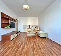 Wohnzimmer in einer 3-Zimmer-Wohnung mit Holzboden und Möbeln.