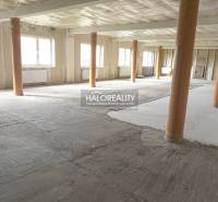 Gewerbeflächen mit offenem Raum und freiliegenden Holzsäulen.