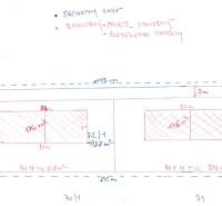 Plan zur Aufteilung von Baugrundstücken für Wohnzwecke in Nitrianska Blatnica mit Einzeichnung der Quadratmeter.