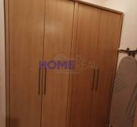 In einer 2-Zimmer-Wohnung sieht man einen Schrank mit Holzdekor und ein Bügelbrett.