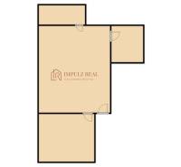 Grundriss der Ferienwohnung besteht aus vier Räumen mit Türen und Durchgängen.