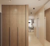 Innenraum mit Holzboden und Einbauschrank.