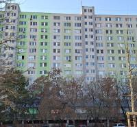 Plattenbau in der Beňadická-Straße in Bratislava - Petržalka, umgeben von Bäumen.