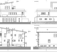 Architektonischer Plan eines Gebäudes in Šaľa mit schrägem Dach und mehreren Stockwerken.