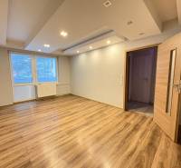 Ein Zimmer in einer 3-Zimmer-Wohnung mit einem Boden in Holzoptik und einem großen Fenster.