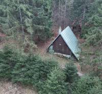 Eine Berghütte in Krpáčovo in der Straße Krpáčovo, umgeben von Nadelbäumen.