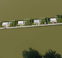 Visualisierung von Wohnbaugrundstücken in der Lomnická-Straße, Vranov nad Topľou, mit Gartenelementen.