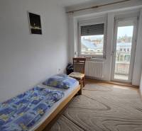 Schlafzimmer mit Einzelbett in einer 3-Zimmer-Wohnung, mit Aussicht und Teppich.